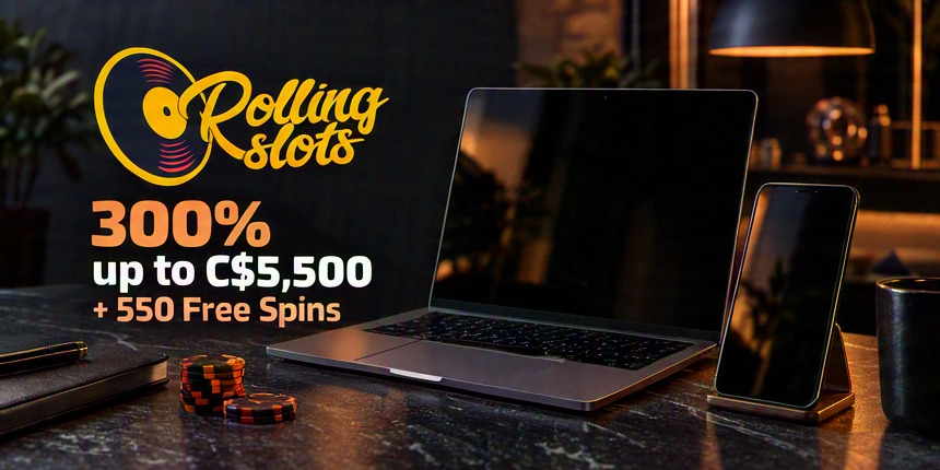 Casino Bonus Rolling Slots 300% up to C$5,500 + 550 Free Spins